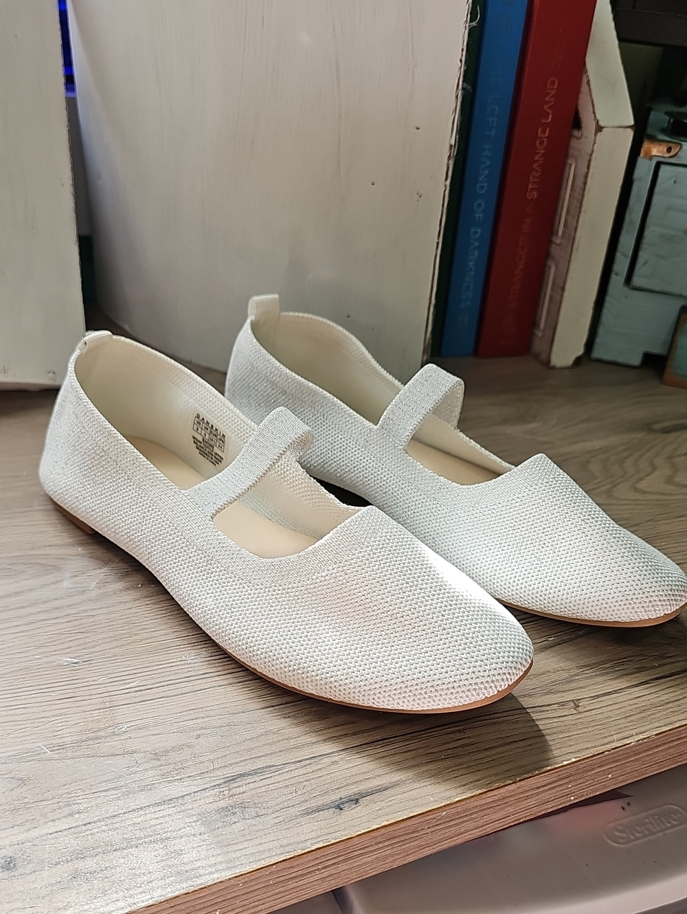 Danskin White Knit Mary Jane Flats